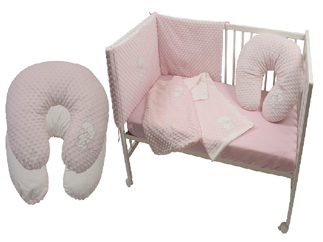 COUSSIN D'ALLAITEMENT VELOURS RELIEF BRODE  ROSE
